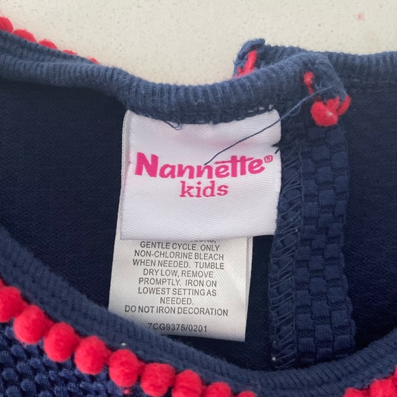 Nannette Kids Navy Embroidered Rainbow Heart Smiley Face Red Trim Top Size 5 - Picture 8 of 8